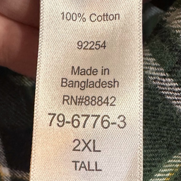 KingSize Plaid Flannel Shirt - Green and Yellow - Picture 5 of 8